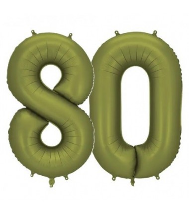 Balony foliowe Cyfra 80 - 86 cm - Oliwkowe matowe