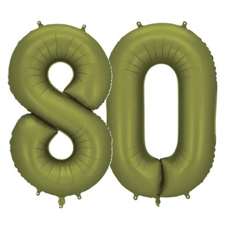 Balony foliowe Cyfra 80 - 86 cm - Oliwkowe matowe