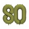 Balony foliowe Cyfra 80 - 86 cm - Oliwkowe matowe