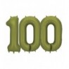 Balony foliowe Cyfra 100 - 86 cm - Oliwkowe matowe