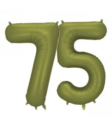 Balony foliowe Cyfra 75 - 86 cm - Oliwkowe matowe