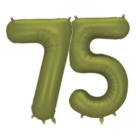 Balony foliowe Cyfra 75 - 86 cm - Oliwkowe matowe
