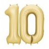 Balony foliowe Cyfra 10 - 86 cm - Złote satynowe