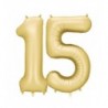 Balony foliowe Cyfra 15 - 86 cm - Złote satynowe