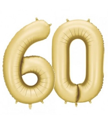 Balony foliowe Cyfra 60 - 86 cm - Złote satynowe