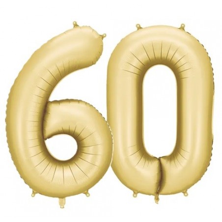 Balony foliowe Cyfra 60 - 86 cm - Złote satynowe