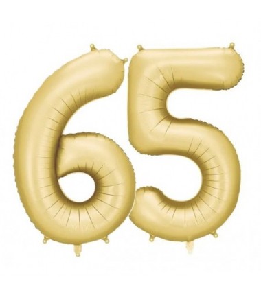 Balony foliowe Cyfra 65 - 86 cm - Złote satynowe