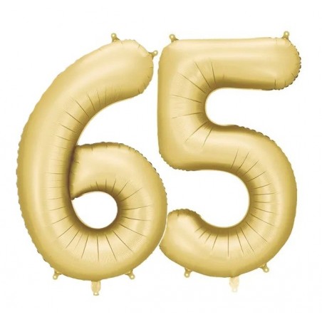 Balony foliowe Cyfra 65 - 86 cm - Złote satynowe