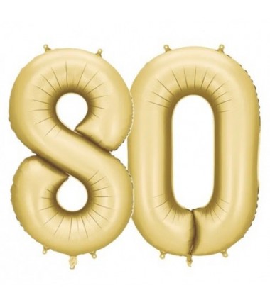 Balony foliowe Cyfra 80 - 86 cm - Złote satynowe