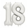 Balony foliowe Cyfra 18 - 86 cm - Srebrne satynowe