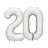 Balony foliowe Cyfra 20 - 86 cm - Srebrne satynowe