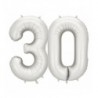 Balony foliowe Cyfra 30 - 86 cm - Srebrne satynowe