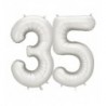 Balony foliowe Cyfra 35 - 86 cm - Srebrne satynowe
