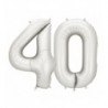 Balony foliowe Cyfra 40 - 86 cm - Srebrne satynowe