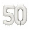 Balony foliowe Cyfra 50 - 86 cm - Srebrne satynowe