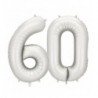 Balony foliowe Cyfra 60 - 86 cm - Srebrne satynowe