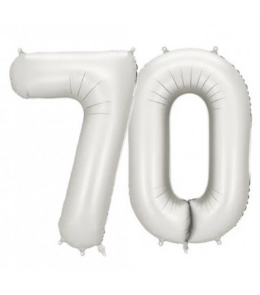 Balony foliowe Cyfra 70 - 86 cm - Srebrne satynowe