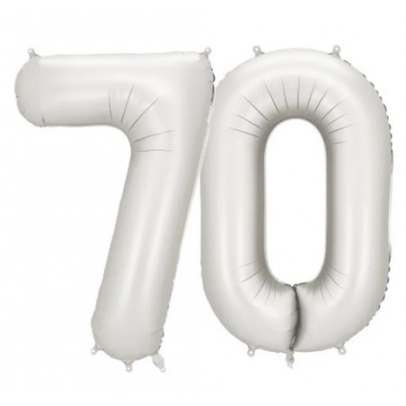 Balony foliowe Cyfra 70 - 86 cm - Srebrne satynowe