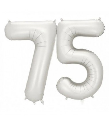Balony foliowe Cyfra 75 - 86 cm - Srebrne satynowe