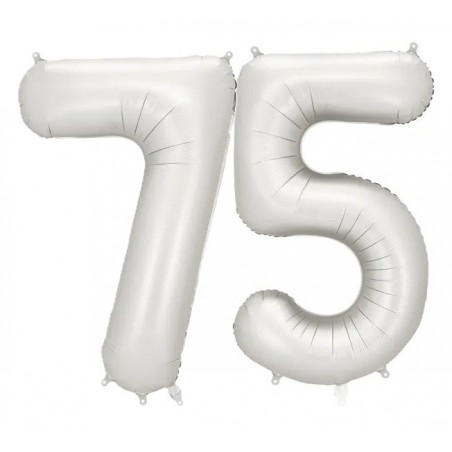 Balony foliowe Cyfra 75 - 86 cm - Srebrne satynowe