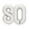 Balony foliowe Cyfra 80 - 86 cm - Srebrne satynowe