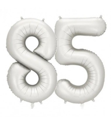 Balony foliowe Cyfra 85 - 86 cm - Srebrne satynowe