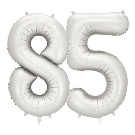 Balony foliowe Cyfra 85 - 86 cm - Srebrne satynowe