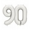Balony foliowe Cyfra 90 - 86 cm - Srebrne satynowe