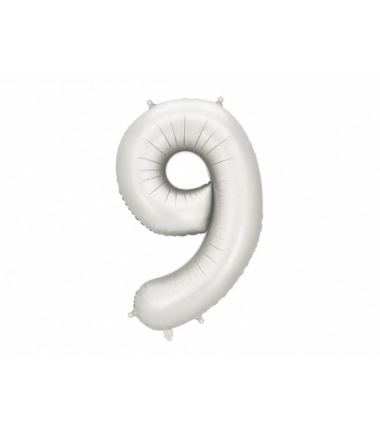 Balony foliowe Cyfra 90 - 86 cm - Srebrne satynowe