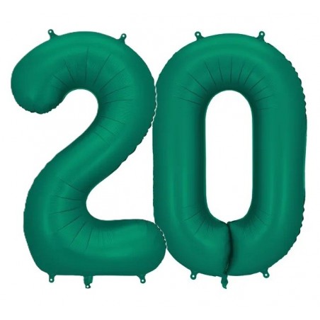 Balony foliowe Cyfra 20 - 86 cm - Butelkowa zieleń