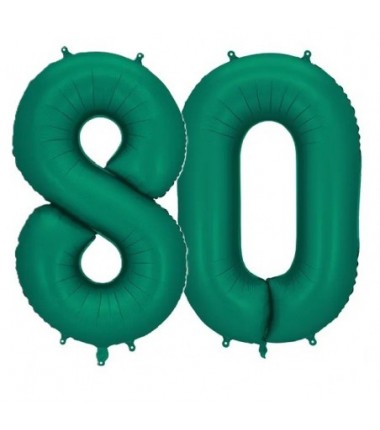 Balony foliowe Cyfra 80 - 86 cm - Butelkowa zieleń