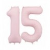 Balony foliowe Cyfra 15 - 86 cm - Jasny różowy matowy