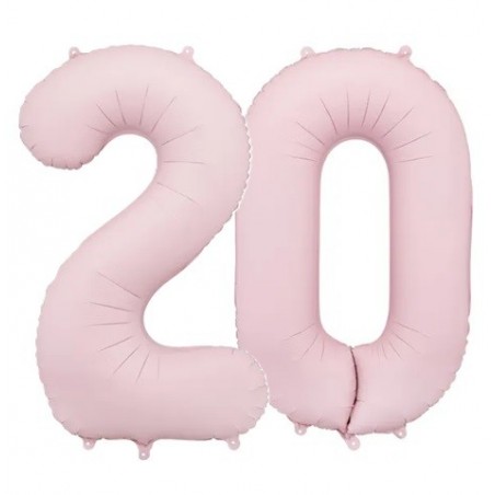 Balony foliowe Cyfra 20 - 86 cm - Jasny różowy matowy