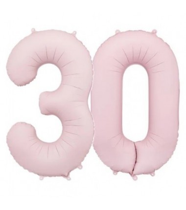 Balony foliowe Cyfra 30 - 86 cm - Jasny różowy matowy