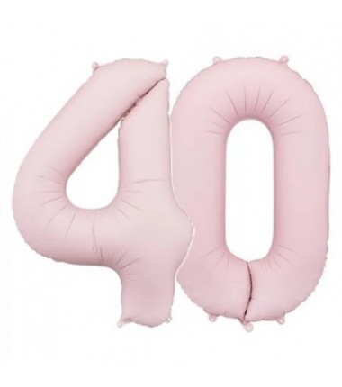 Balony foliowe Cyfra 40 - 86 cm - Jasny różowy matowy