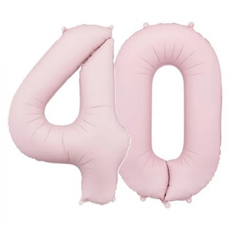 Balony foliowe Cyfra 40 - 86 cm - Jasny różowy matowy