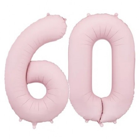 Balony foliowe Cyfra 60 - 86 cm - Jasny różowy matowy