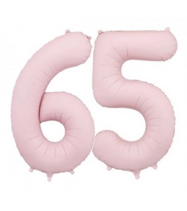 Balony foliowe Cyfra 65 - 86 cm - Jasny różowy matowy