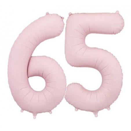 Balony foliowe Cyfra 65 - 86 cm - Jasny różowy matowy