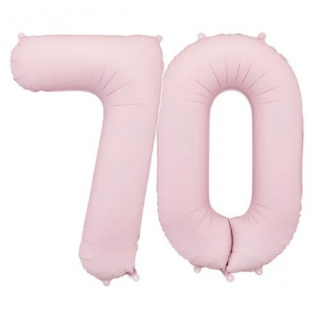 Balony foliowe Cyfra 70 - 86 cm - Jasny różowy matowy