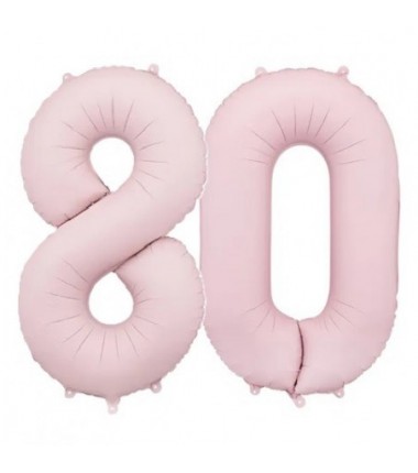 Balony foliowe Cyfra 80 - 86 cm - Jasny różowy matowy