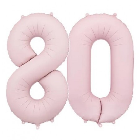 Balony foliowe Cyfra 80 - 86 cm - Jasny różowy matowy