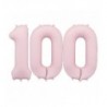 Balony foliowe Cyfra 100 - 86 cm - Jasny różowy matowy