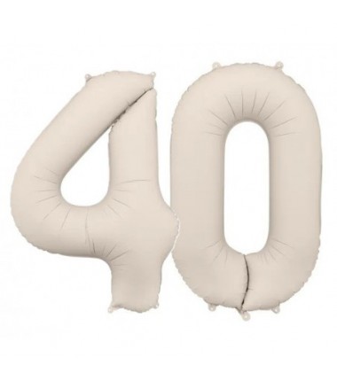 Balony foliowe Cyfra 40 - 86 cm - Jasny beżowy matowy