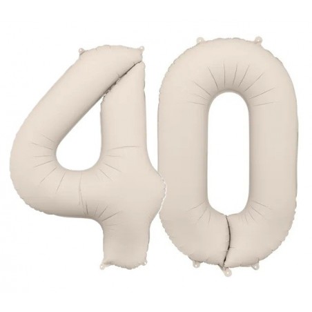 Balony foliowe Cyfra 40 - 86 cm - Jasny beżowy matowy