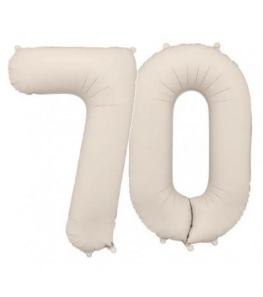 Balony foliowe Cyfra 70 - 86 cm - Jasny beżowy matowy