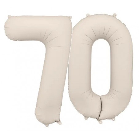 Balony foliowe Cyfra 70 - 86 cm - Jasny beżowy matowy