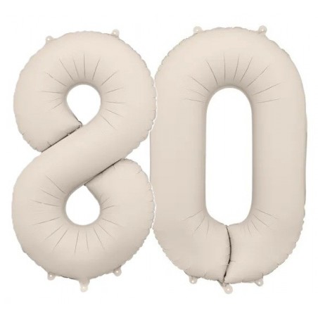 Balony foliowe Cyfra 80 - 86 cm - Jasny beżowy matowy