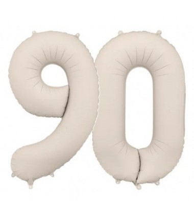 Balony foliowe Cyfra 90 - 86 cm - Jasny beżowy matowy