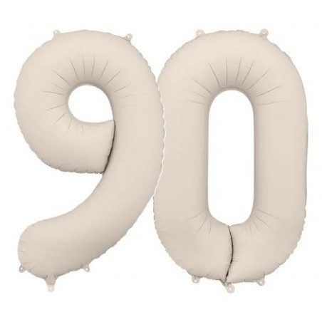 Balony foliowe Cyfra 90 - 86 cm - Jasny beżowy matowy